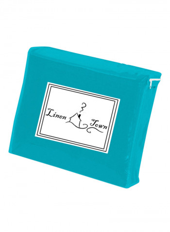 3-Piece Gathered Egyptian Cotton Duvet Cover Set Turquoise Double