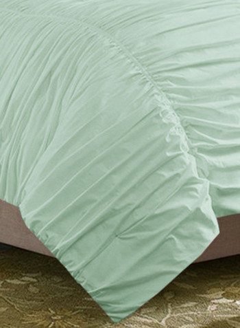 3-Piece Gathered Egyptian Cotton Duvet Cover Set Light Green King