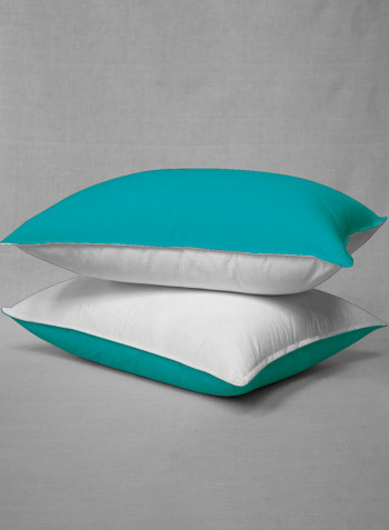 3-Piece Reversible Egyptian Cotton Duvet Cover Set Turquoise/White Double