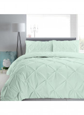 3-Piece Pinch Pleated Egyptian Cotton Duvet Cover Set Light Green King