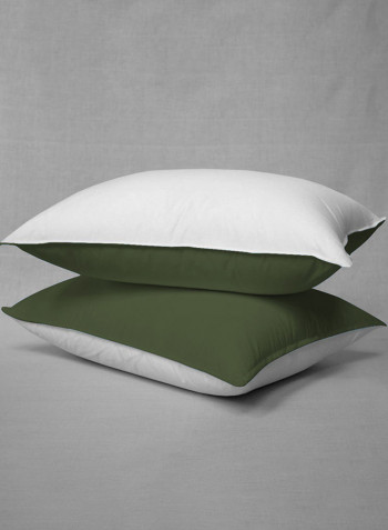 3-Piece Reversible Egyptian Cotton Duvet Cover Set Olive Green/White Double