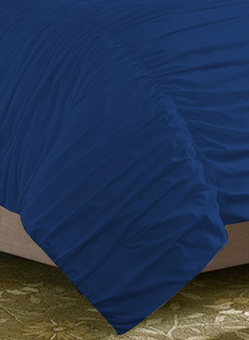 3-Piece Gathered Egyptian Cotton Duvet Cover Set Royal Blue King