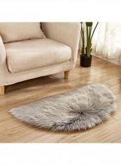 Semi-Circular Simple European Soft Home Area Rug Grey 45X90centimeter