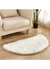 Semi-Circular Simple European Soft Home Area Rug White 45X90centimeter