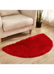 Semi-Circular Simple European Soft Home Area Rug Red 45X90centimeter