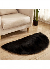 Semi-Circular Simple European Soft Rug Black 45x90centimeter