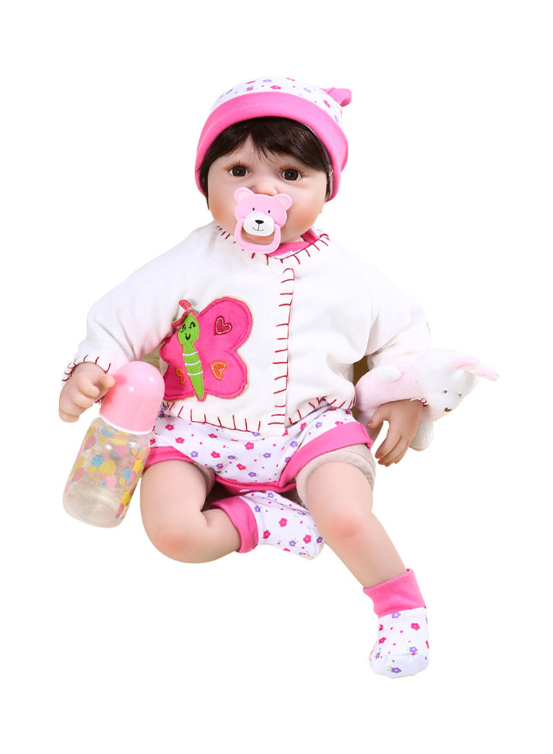 Reborn Baby Soft Doll With Teddy Bear 50 x 14 x 20centimeter