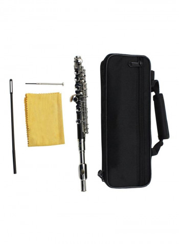 Piccolo Ottavino Half-size Flute Cupronickel Silver Plated C Key Tone with Polish Cloth Cleaning Stick Padded Box Case Screwdriver Musical Instruments