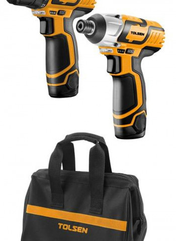 Li-Ion Cordless Drill Driver And Impact Driver Set With Bag Yellow/Black