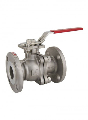 Classic Ball Valve With Flanged End Silver/Red 1.25inch