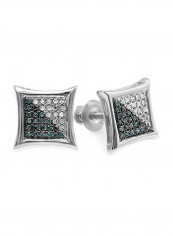 925 Steling Silver Round Diamond Earrings