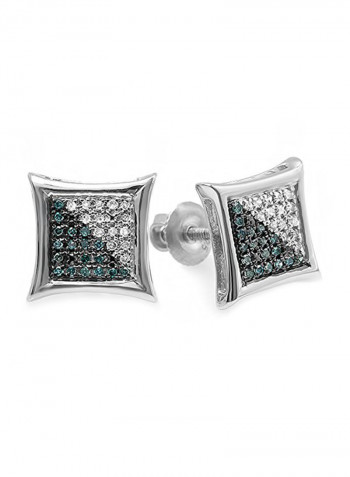 925 Steling Silver Round Diamond Earrings
