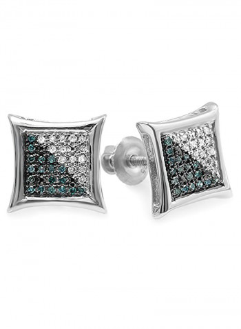 925 Steling Silver Round Diamond Earrings
