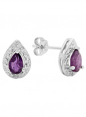 1.05 Carat Amethyst Sterling Silver Stud Earrings