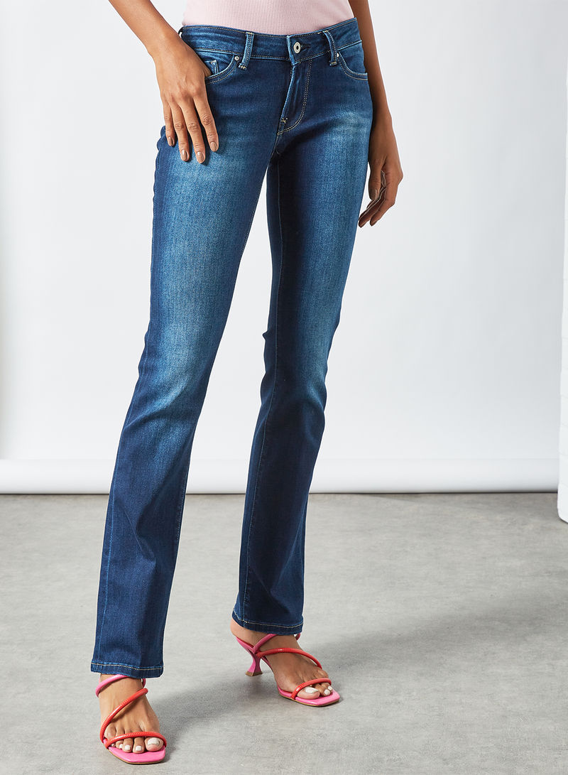 Bootcut Fit Mid Rise Jeans Blue