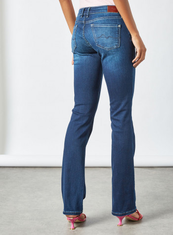 Bootcut Fit Mid Rise Jeans Blue