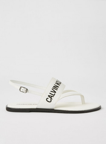 Logo Flat Sandals White