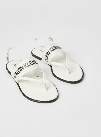 Logo Flat Sandals White