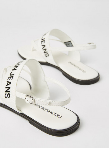 Logo Flat Sandals White