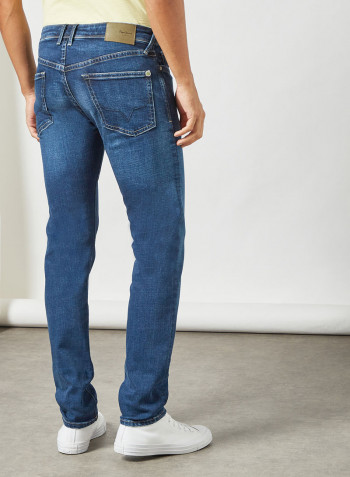 Low Waist Slim Fit Jeans Blue