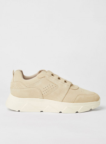 Suede Low Top Sneakers Beige