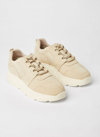 Suede Low Top Sneakers Beige