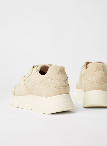 Suede Low Top Sneakers Beige