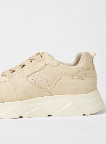 Suede Low Top Sneakers Beige