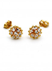 18 Carat Gold Stone Studded Earrings Gold/Clear reviews 18 Carat Gold Stone Studded Earrings Gold/Clear