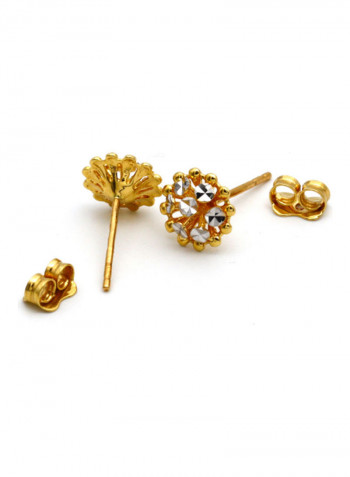18 Carat Gold Stone Studded Earrings Gold/Clear