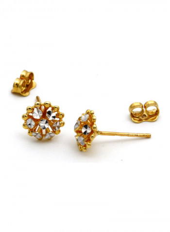 18 Carat Gold Stone Studded Earrings Gold/Clear