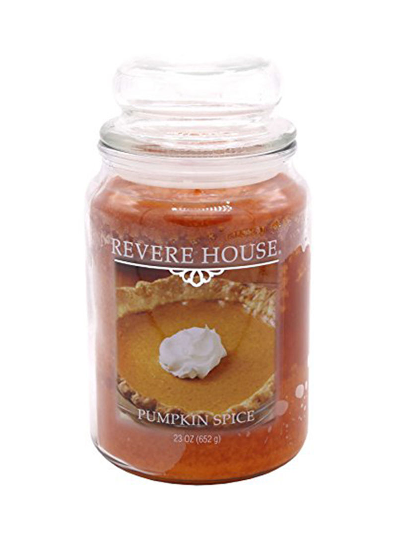 Candle-Lite Revere House Scented Pumpkin Spice Single Wick 23oz Large Glass Jar Candle, Gourmand Spice Fragrance Multicolour 3.93X7.23X3.93 inch