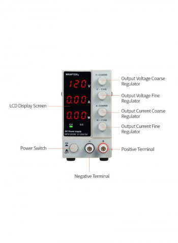Adjustable Digital DC Switching Power Supply Unit 1.55kg White