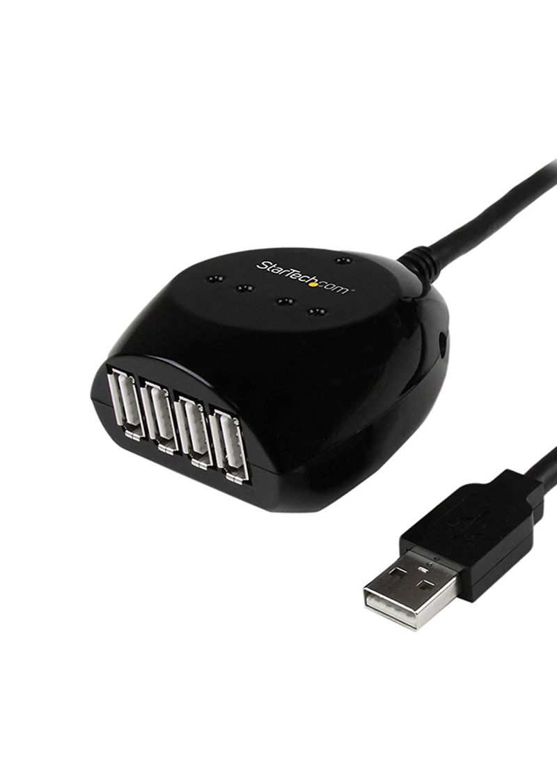 4-Port USB 2.0 Hub With Active Cable Black