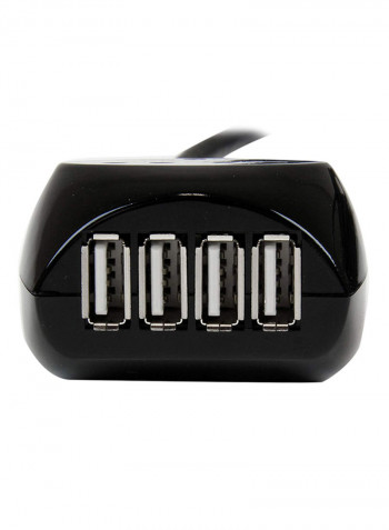 4-Port USB 2.0 Hub With Active Cable Black
