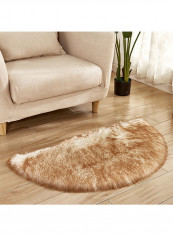 Semi-Circular Simple European Soft Home Area Rug Beige 45X90centimeter