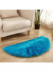 Semi-Circular Simple European Soft Home Area Rug Blue 45X90centimeter