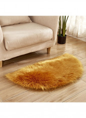 Semi-Circular Simple European Soft Home Area Rug Brown 45X90centimeter