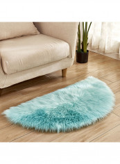 Semi-Circular Simple European Soft Home Area Rug Blue 45X90centimeter