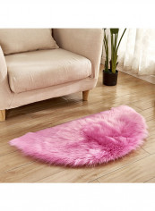 Semi-Circular Simple European Soft Home Area Rug Pink 45X90centimeter