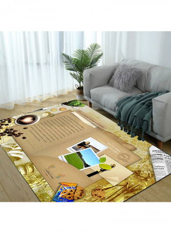 3D Coffee Print Floor Mat Multicolour 120x160centimeter