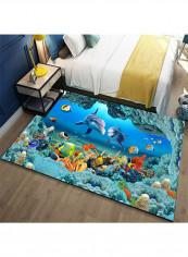 3D Sea Pattern Floor Carpet Multicolour 120x160centimeter