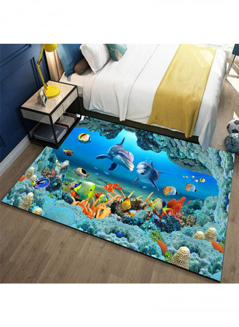 3D Sea Pattern Floor Carpet Multicolour 120x160centimeter