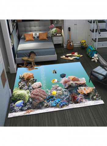 Sea World Pattern Anti-Skidding Floor Mat Multicolour 120x160centimeter