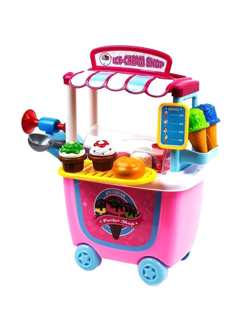 31-Piece Push Cart Trolley Ice Cream Parlour Shop Playset 8342A6