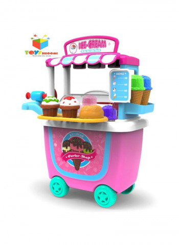 31-Piece Push Cart Trolley Ice Cream Parlour Shop Playset 8342A6