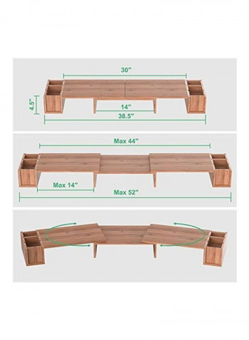 Desk Monitor Riser Stand With Storage Organizer Brown