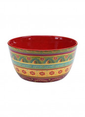 Tunisian Sunset Deep Bowl Red/Yellow/Green 11x5.5inch