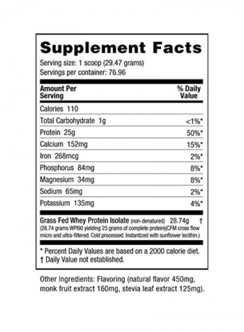 Grass Fed Whey Isolate Lean Muscle Protein - Vanilla Flavored