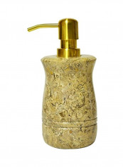 Marble Lotion Dispenser Gold/Beige 3.25x3.25x6.5inch